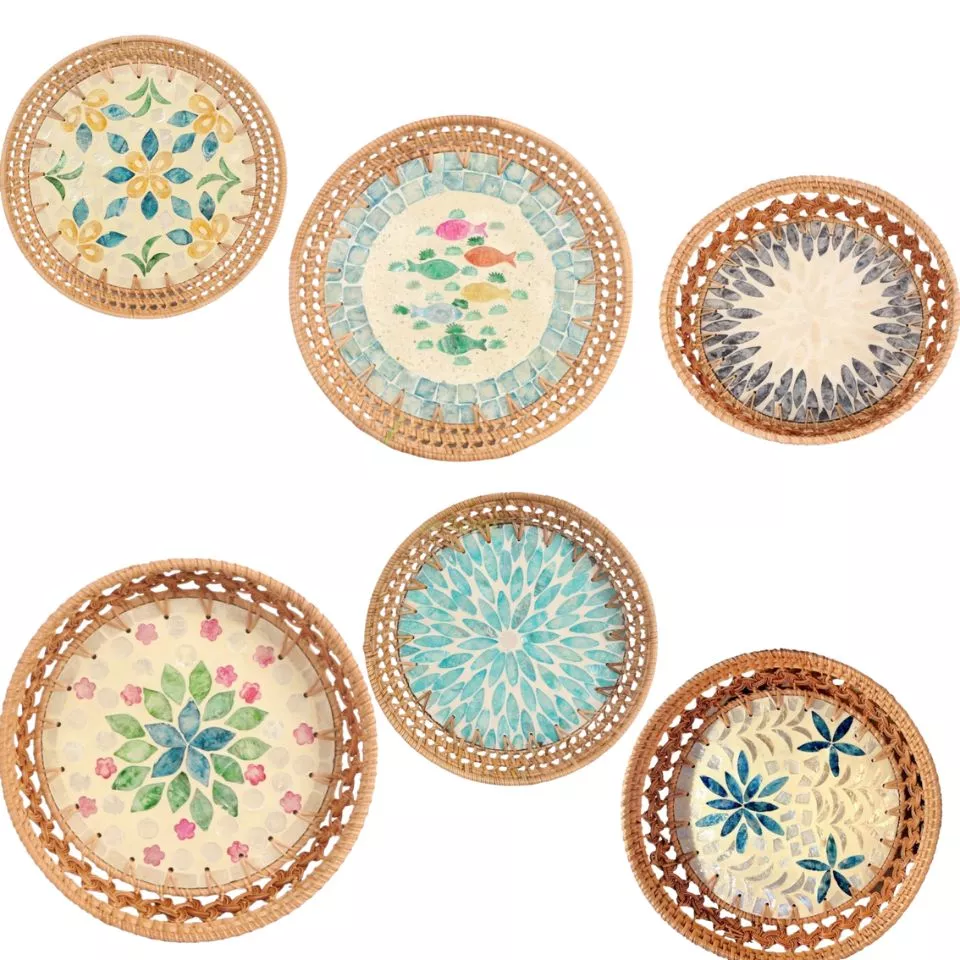 Mother Of Pearl Rattan Placemats Eco Friendly