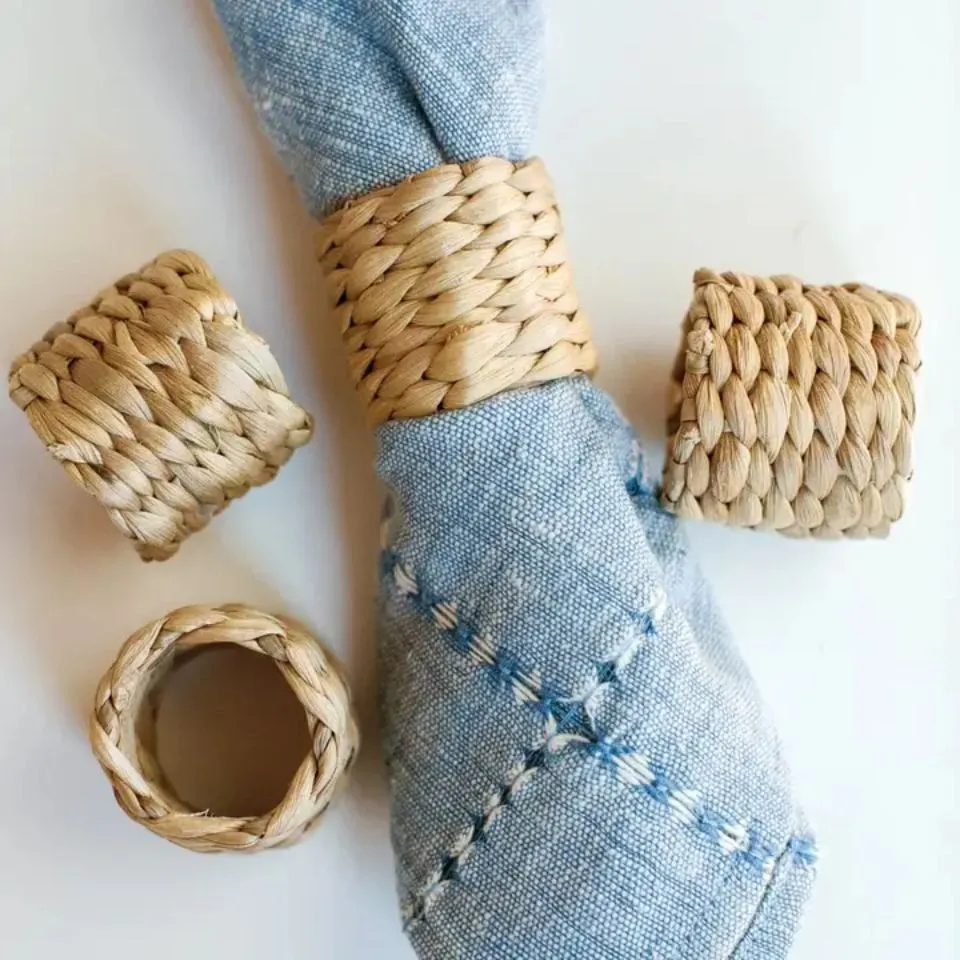 Optional Natural Handwoven Water Hyacinth Napkin Ring – EHM Sustainable Handcrafted Products.