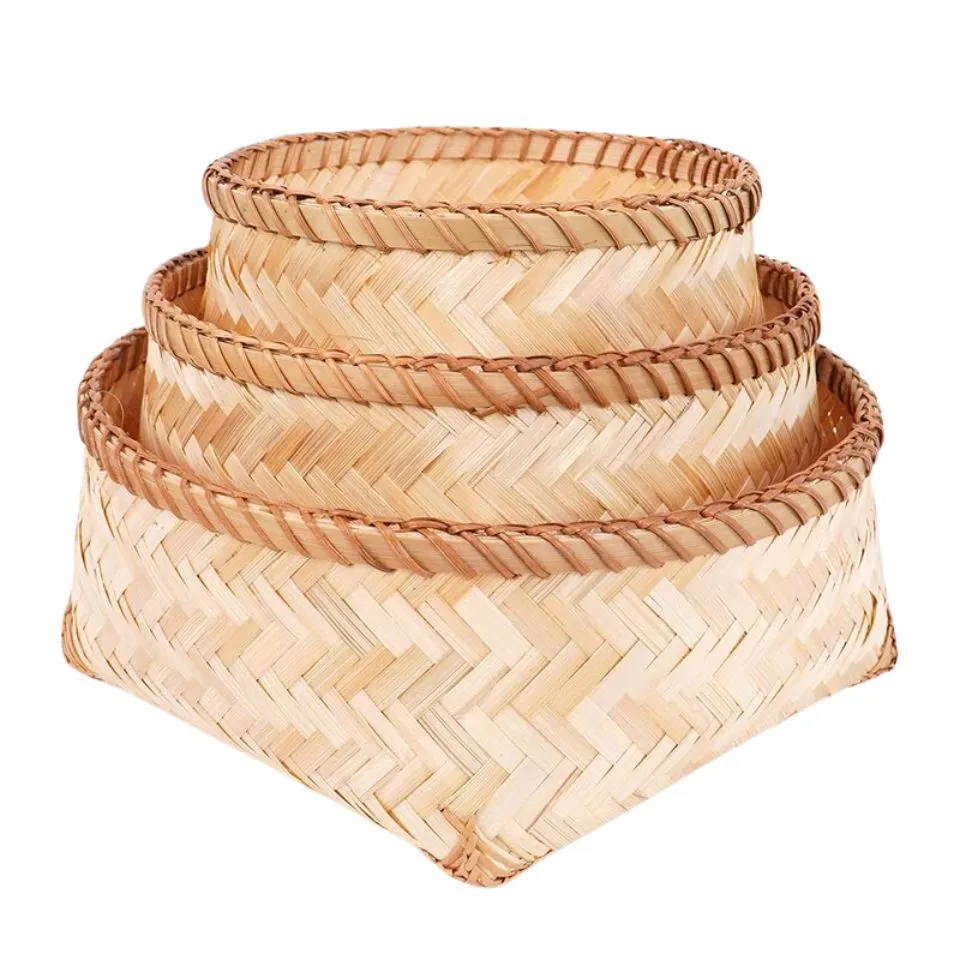 Natural Bamboo Storage Basket Handicraft