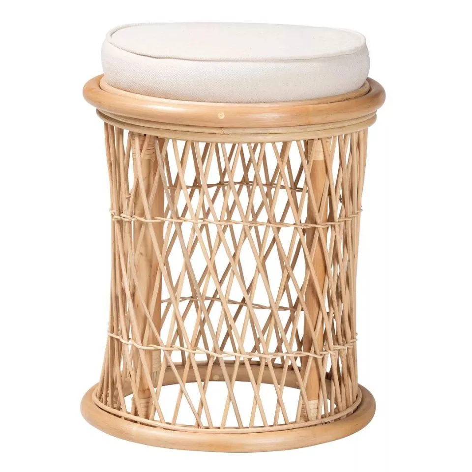 Natural Rattan Pouf Ottoman OEM