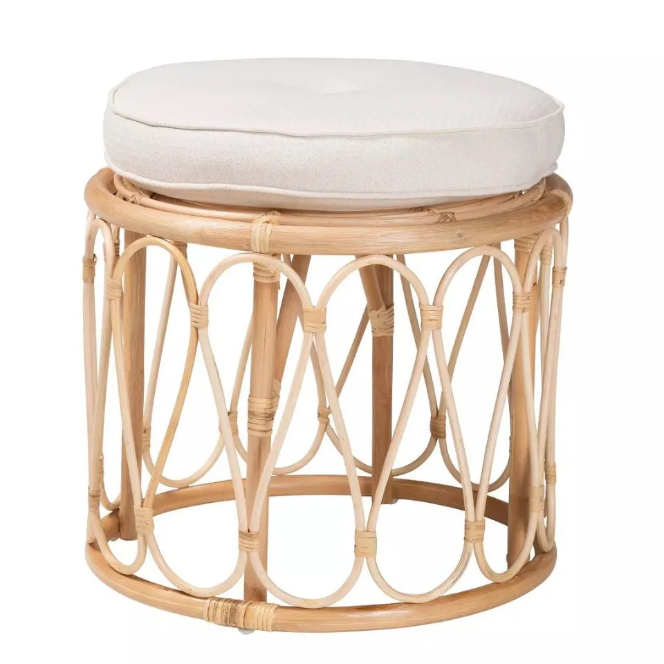 Natural Rattan Pouf Ottoman Private Label