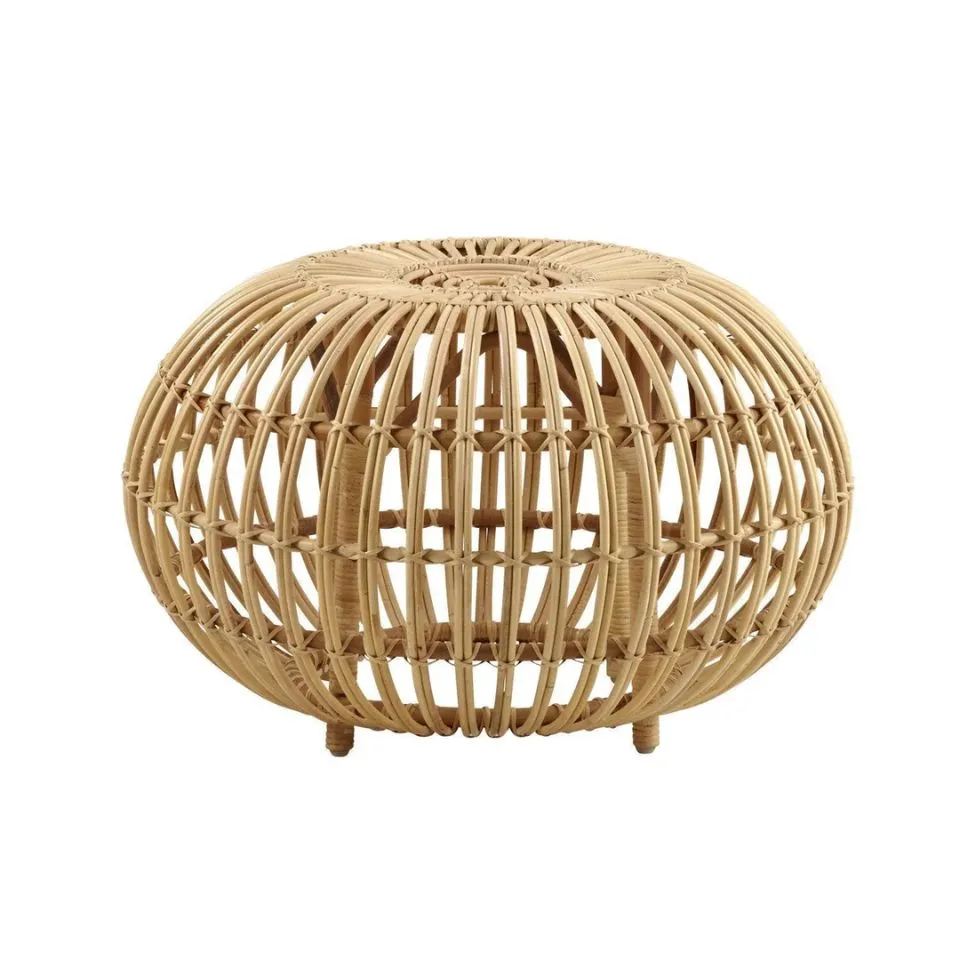 Natural Rattan Pouf Ottoman Custom