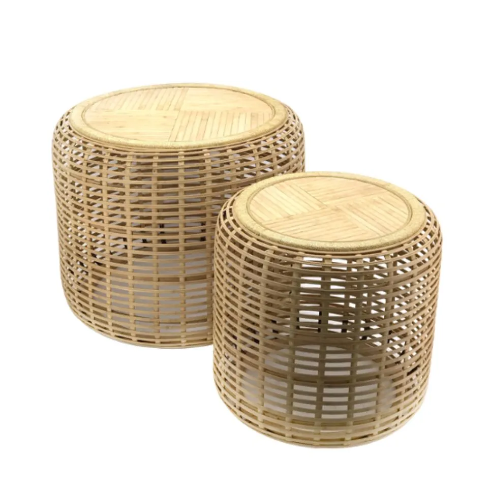 Natural Rattan Pouf Ottoman Handicraft
