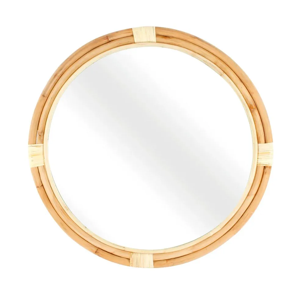 Natural Round Rattan Mirror Custom