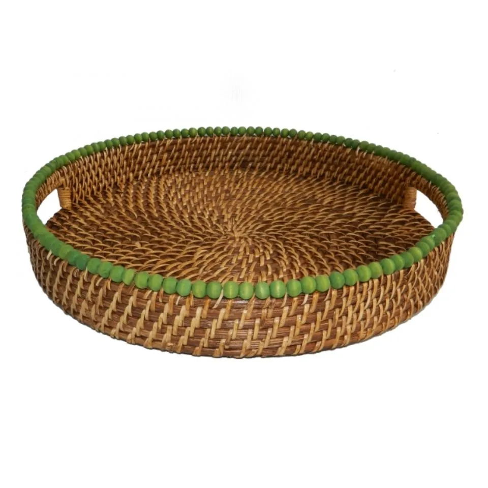 Round Natural Rattan Tray Eco Friendly