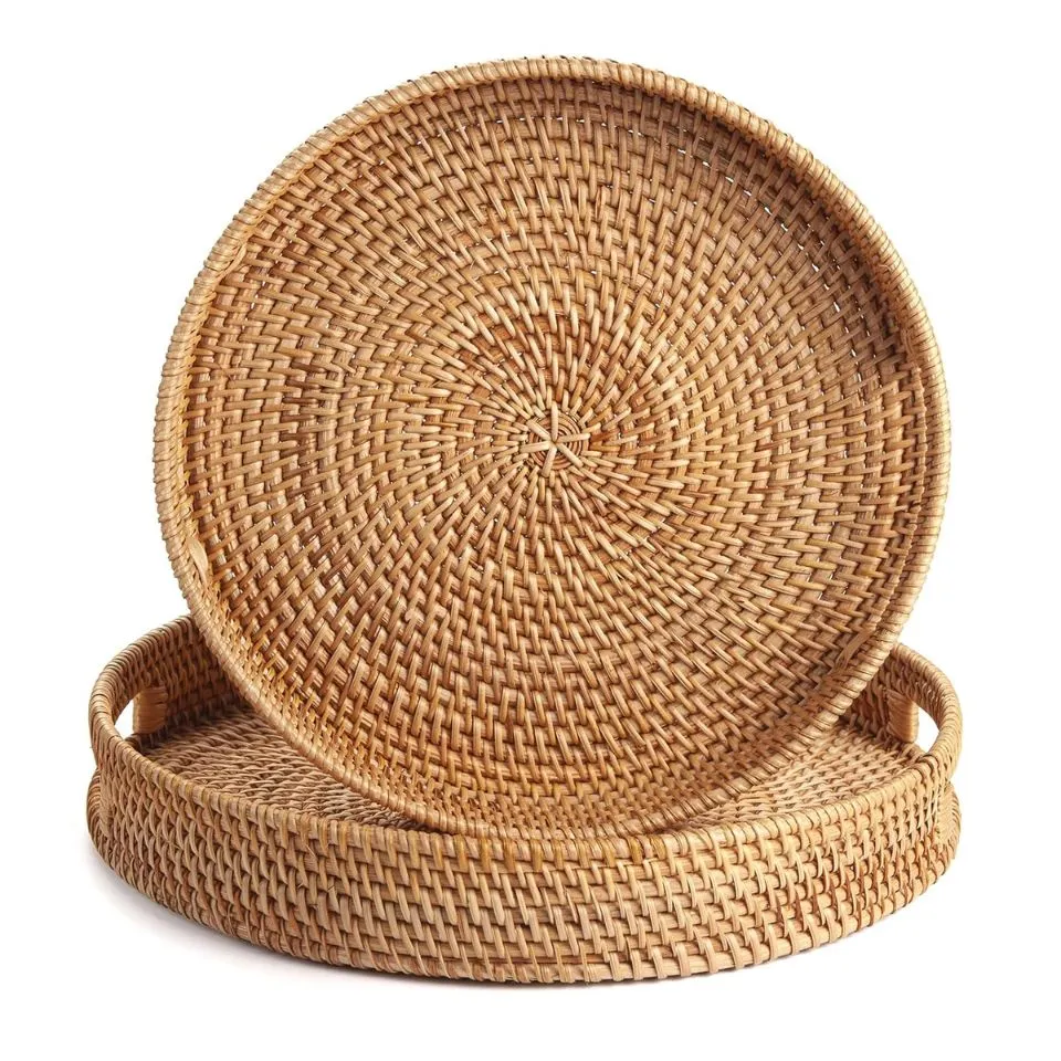 Round Natural Rattan Tray Low Moq