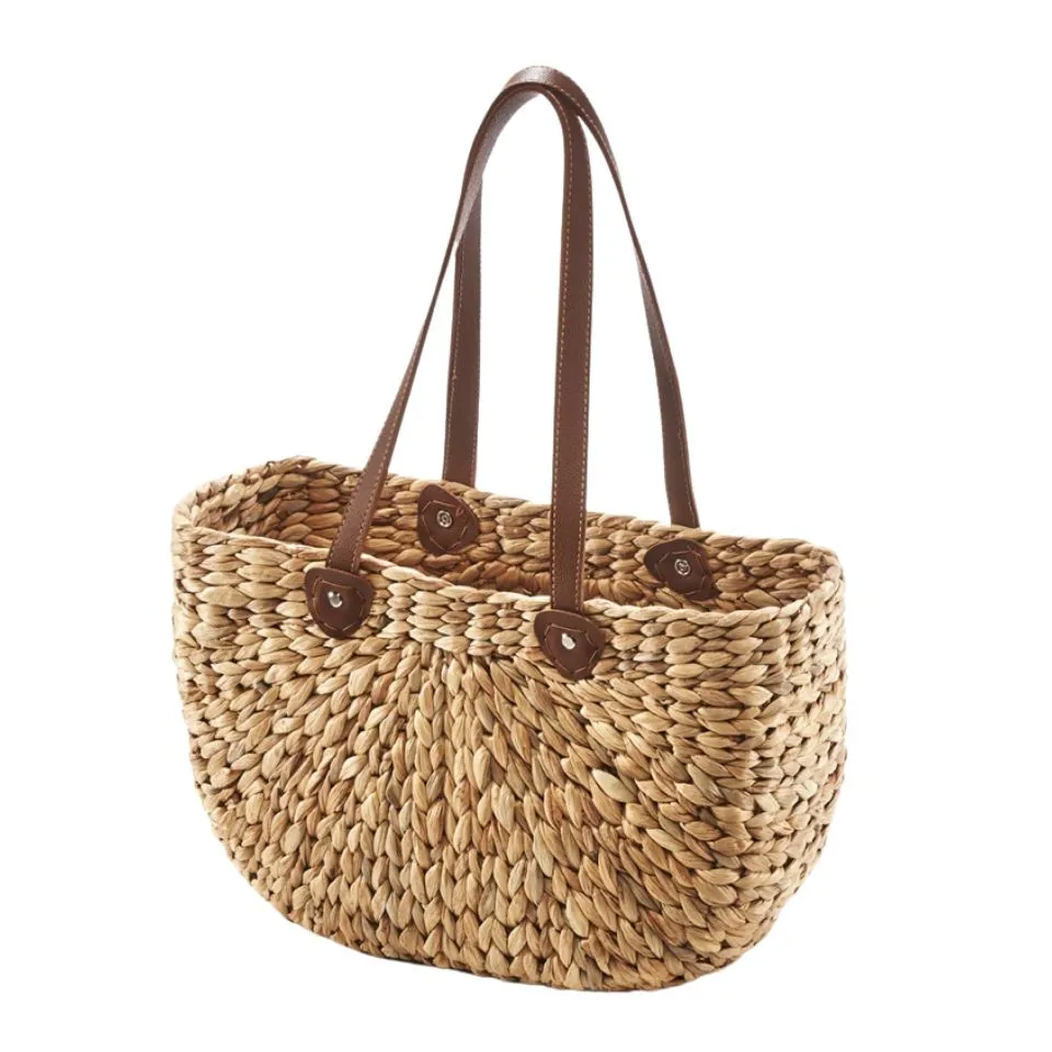 Natural Water Hyacinth Bag With Handle Short Lead Time