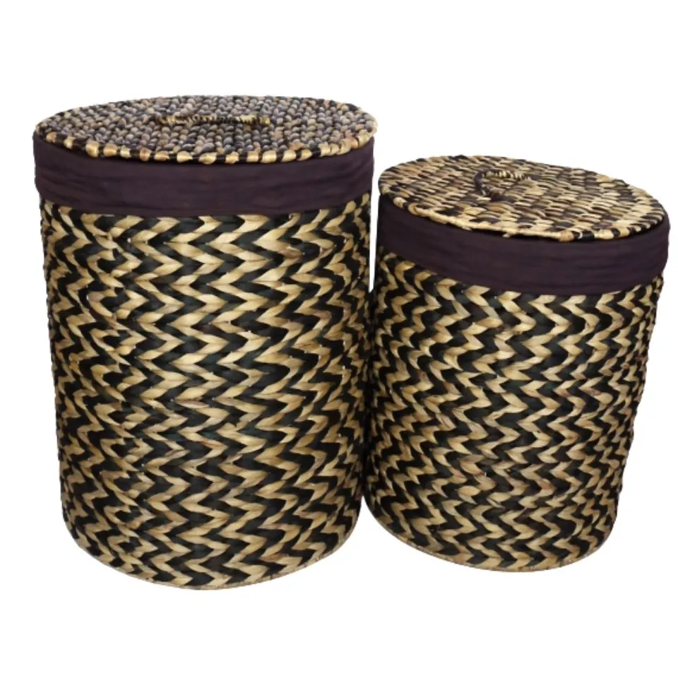Natural Woven Water Hyacinth Laundry Baskets OEM