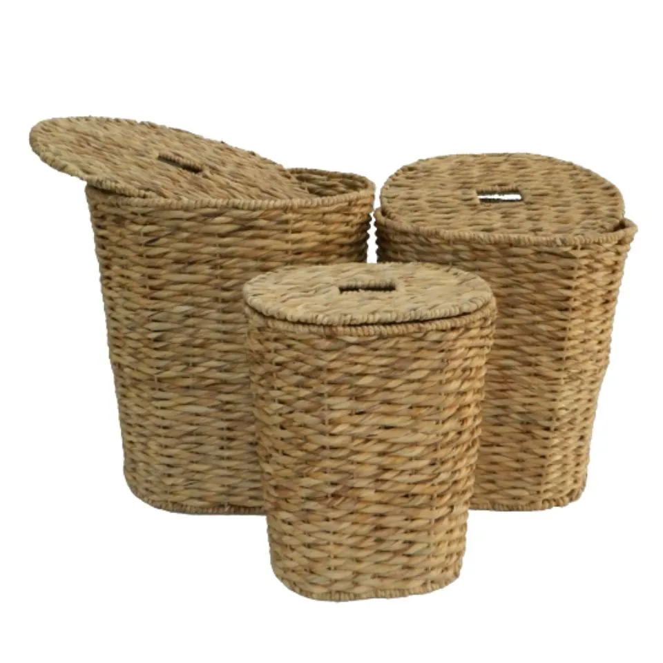 Natural Woven Water Hyacinth Laundry Baskets Short Lead Time