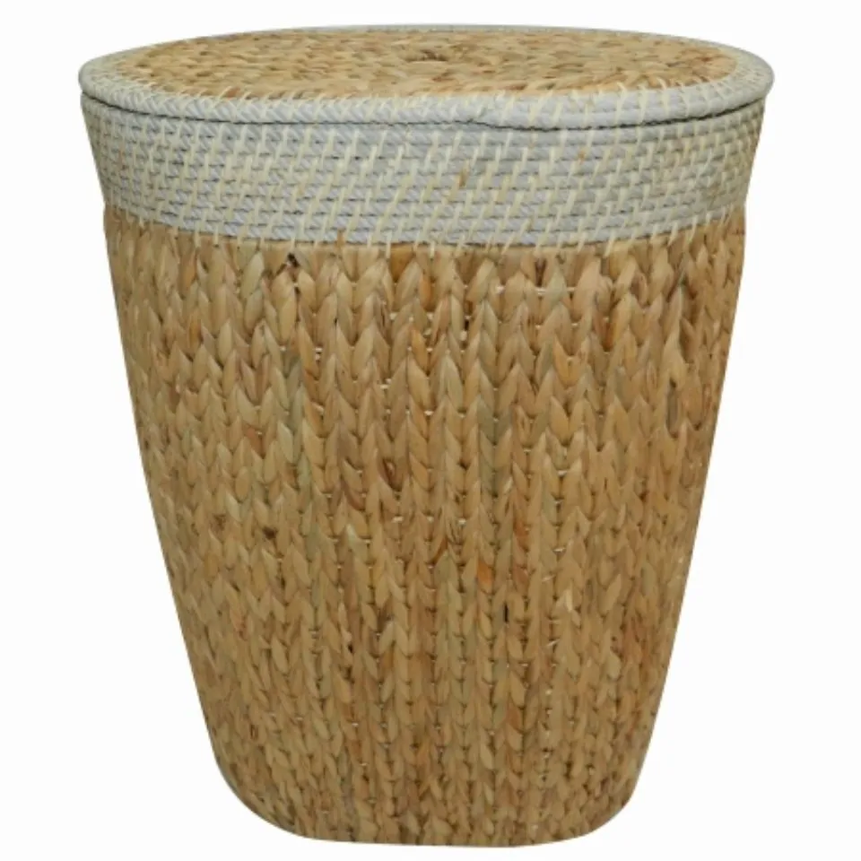 Natural Woven Water Hyacinth Laundry Baskets Private Label