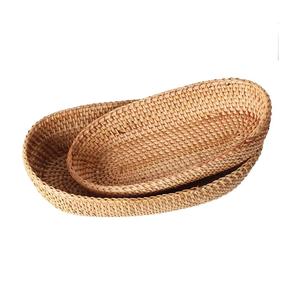 Oval Rattan Bread Basket Handicraft