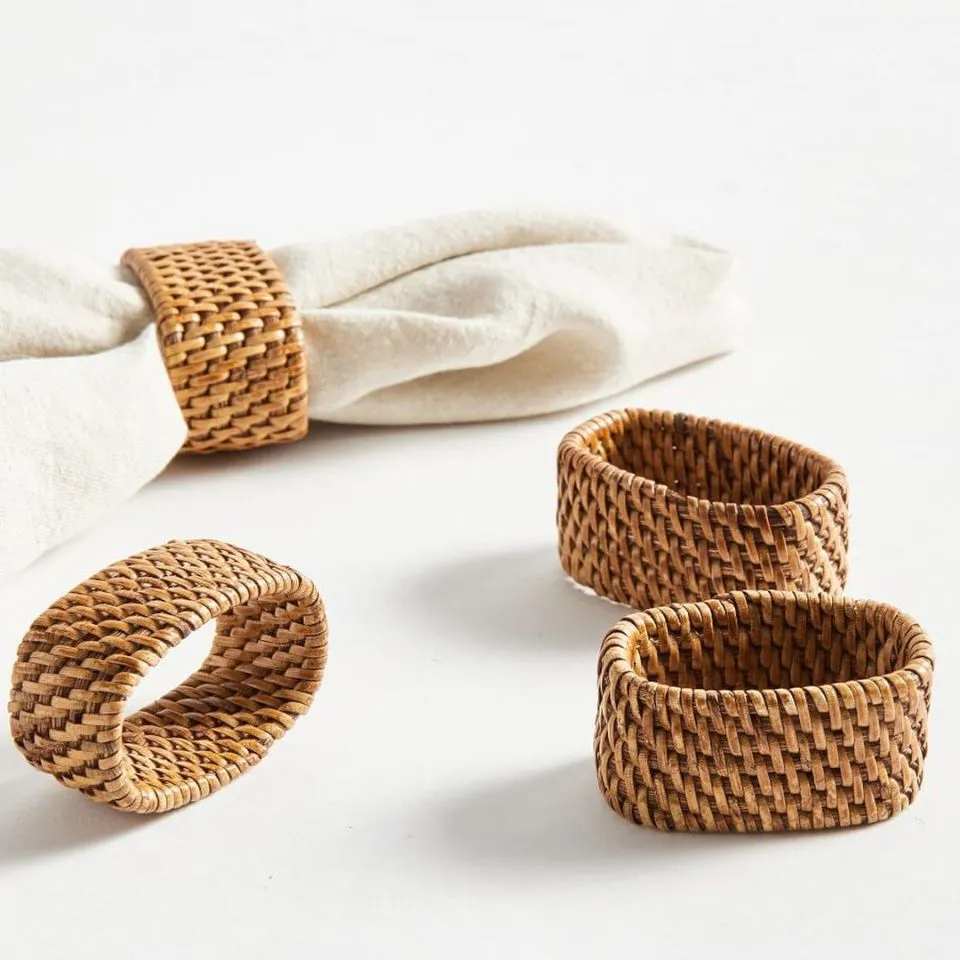 Oval Rattan Napkin Rings Hight Quality