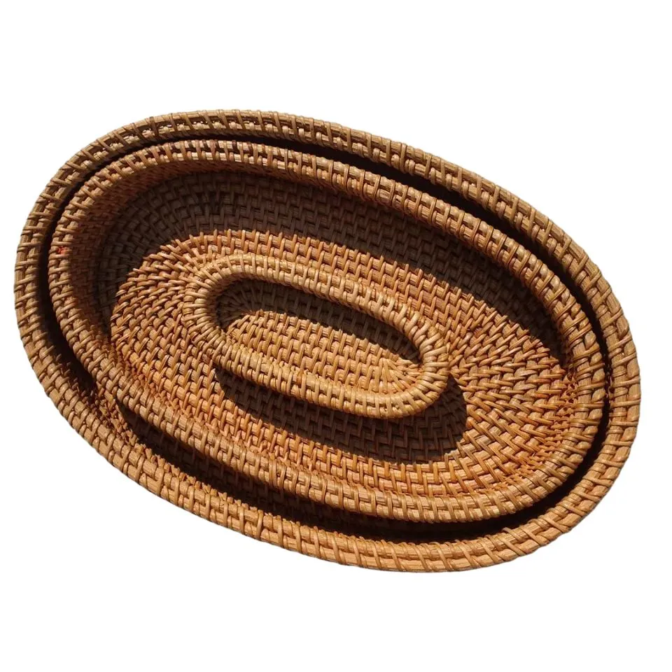 Oval Rattan Serving Tray Handicraft