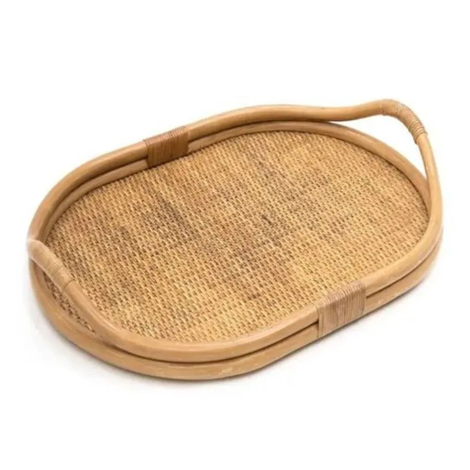 Oval Rattan Tray With Handles Private Label