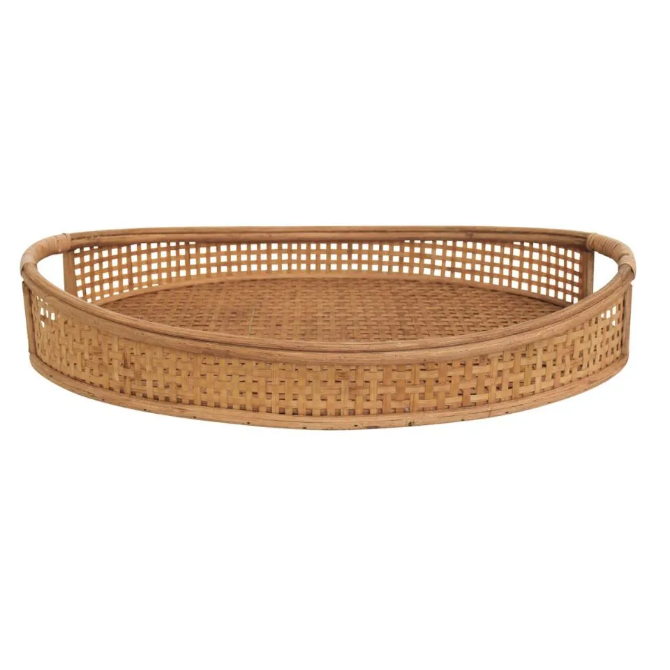 Oval Rattan Tray With Handles Low Moq