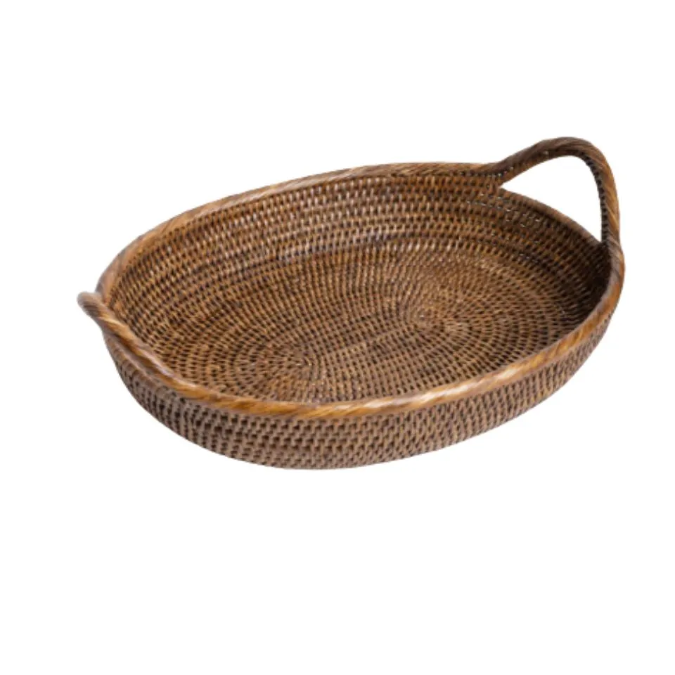 Oval Rattan Tray With Handles Custom