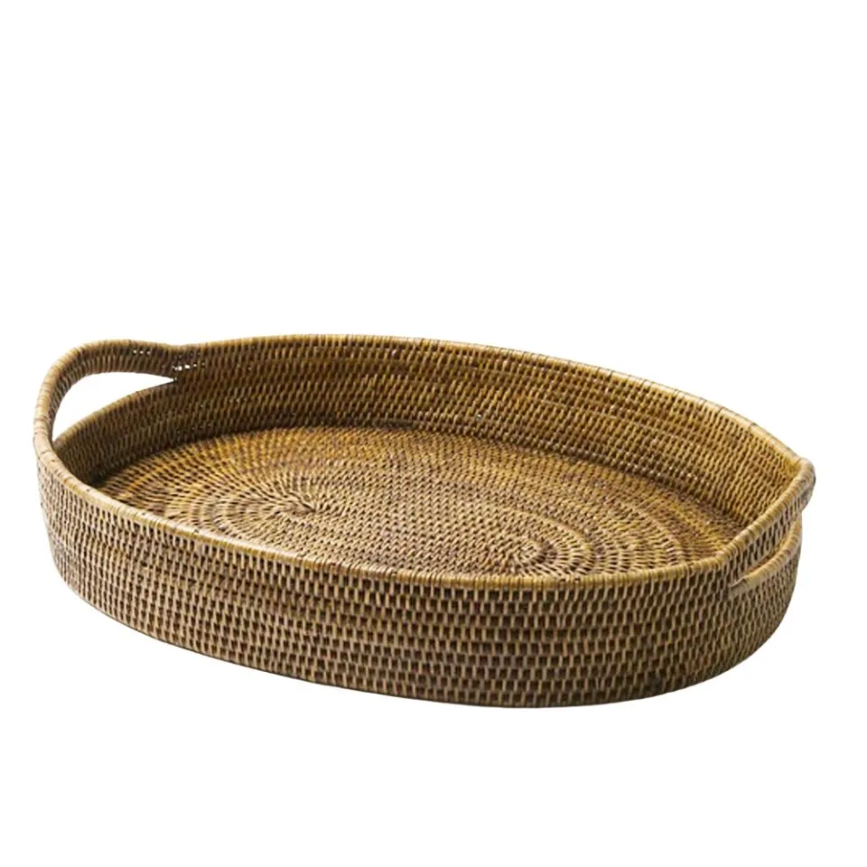 Oval Rattan Tray With Handles Short Lead Time