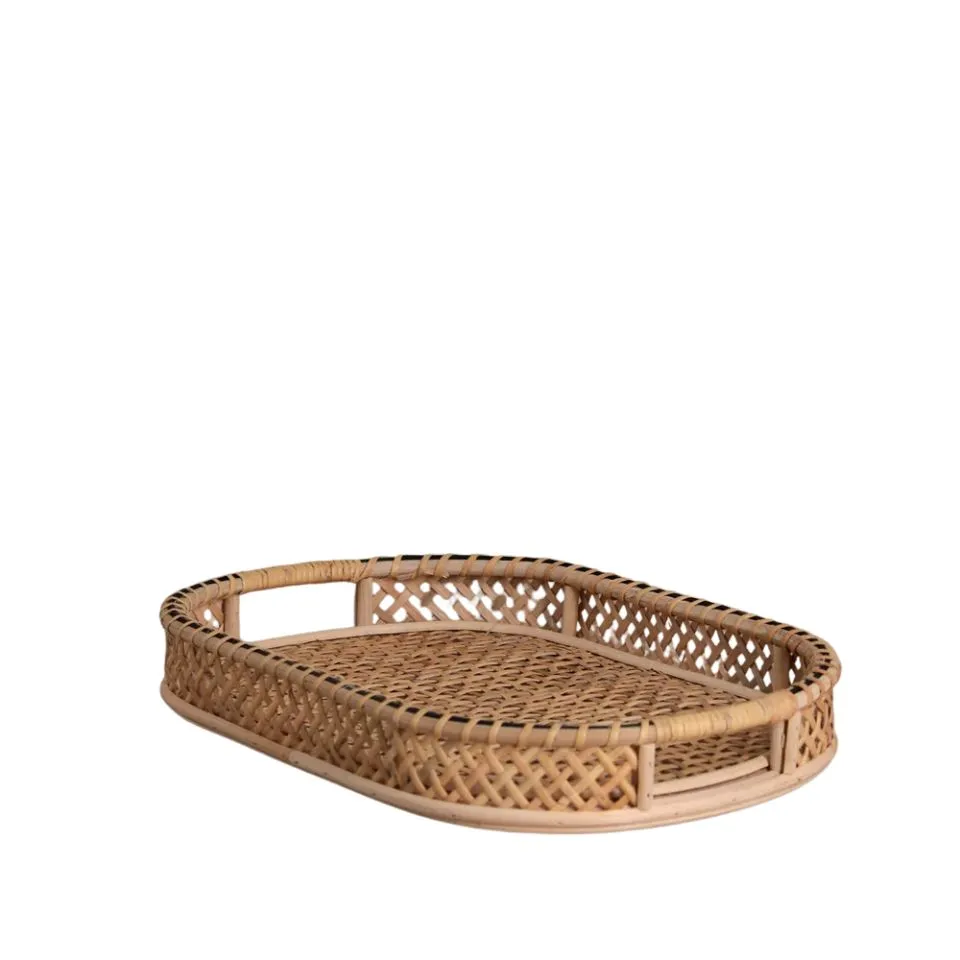 Oval Rattan Tray With Handles Hight Quality
