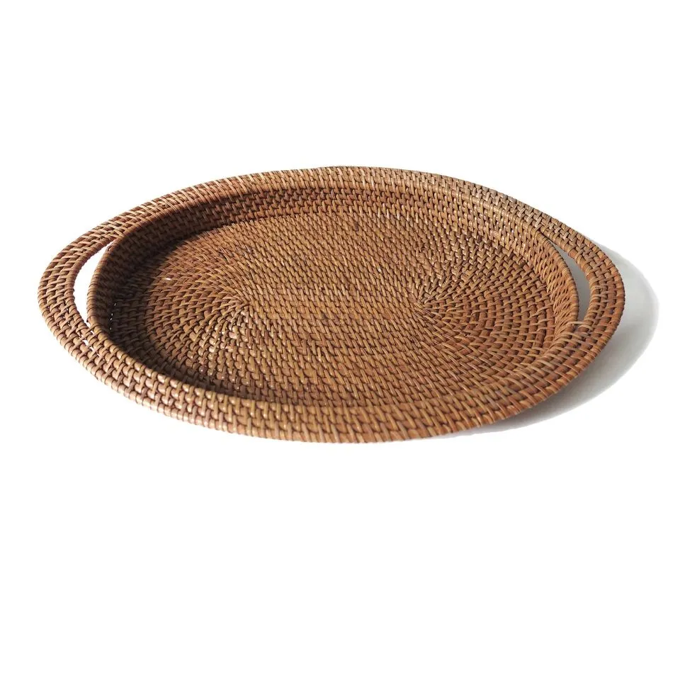Oval Rattan Tray With Handles Vietnam