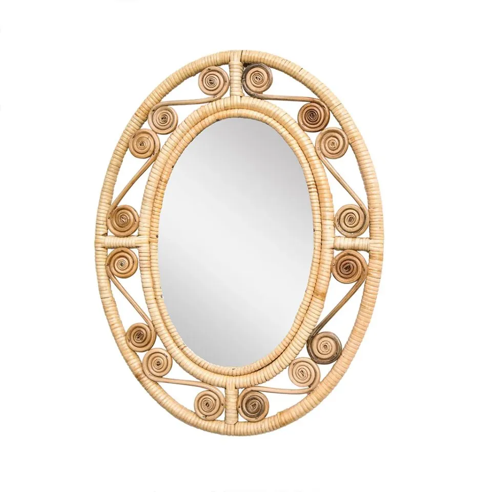 Oval Woven Wicker Rattan Mirror Low Moq