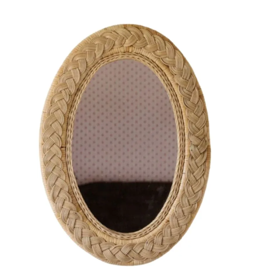 Oval Woven Wicker Rattan Mirror Private Label