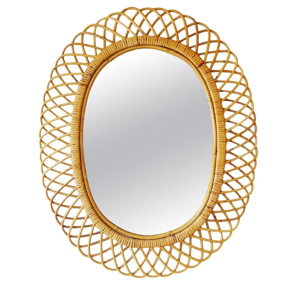 Oval Woven Wicker Rattan Mirror Manufacturer