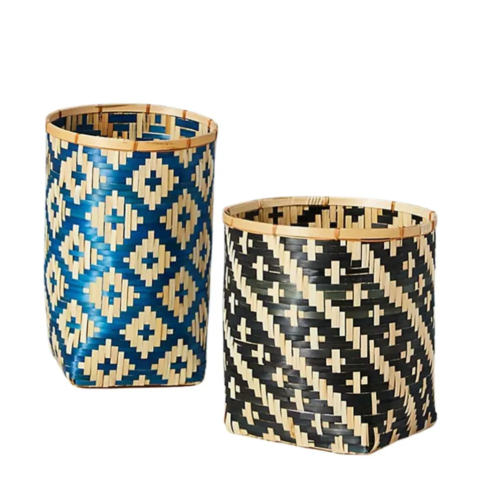 Pattern Bamboo Storage Basket Handicraft