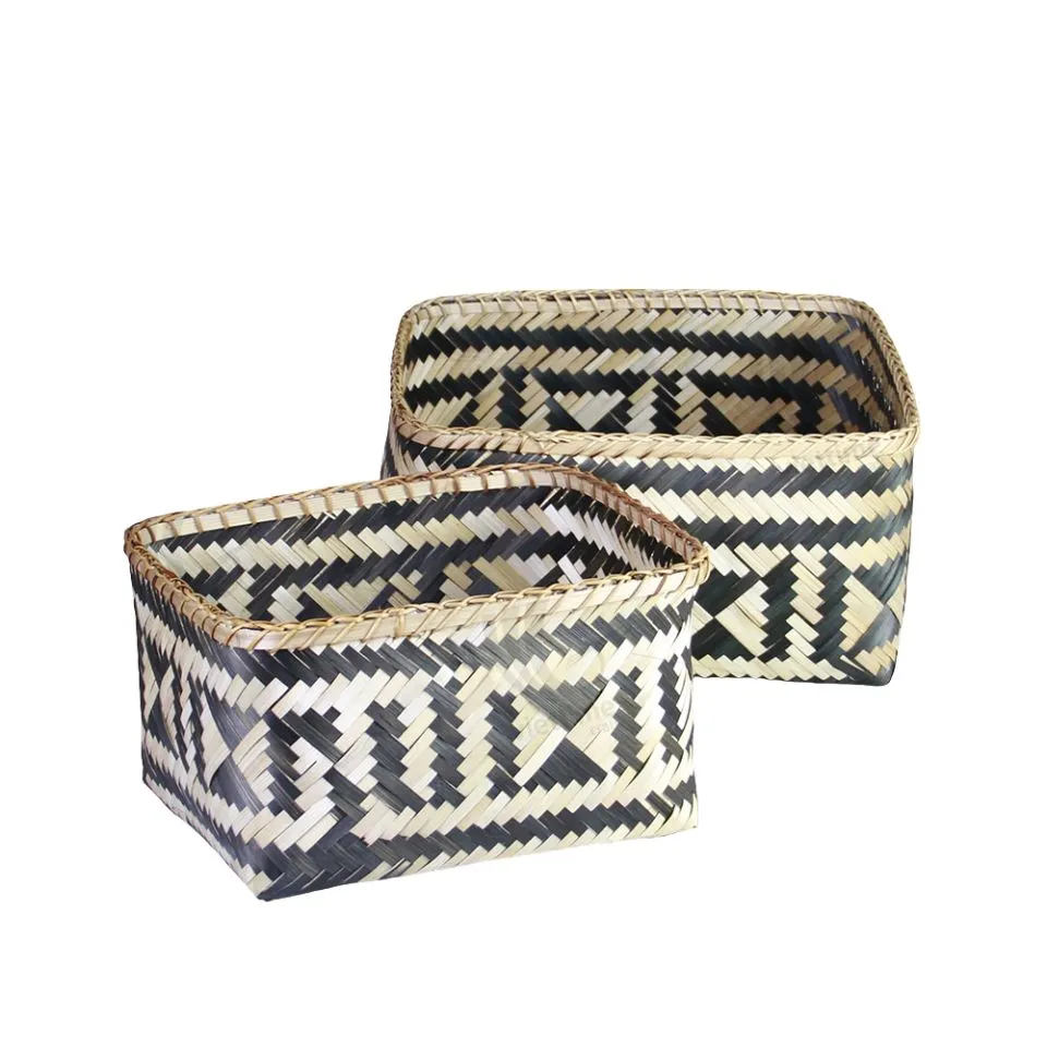 Pattern Bamboo Storage Basket Low Moq