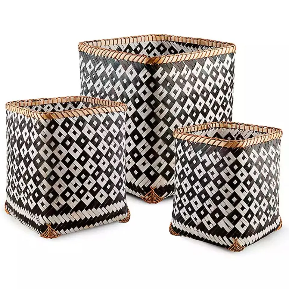 Pattern Bamboo Storage Basket Short Lead Time