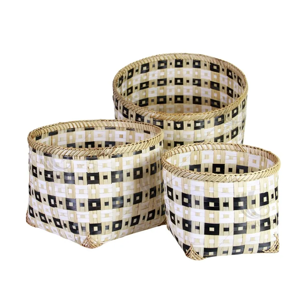 Pattern Bamboo Storage Basket Manufacturer