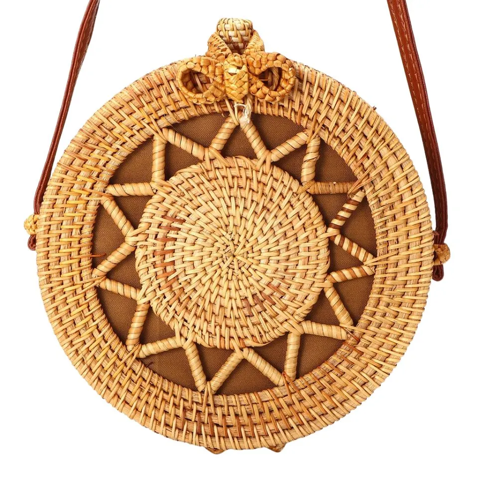 Pattern Rattan Round Bag Low Moq
