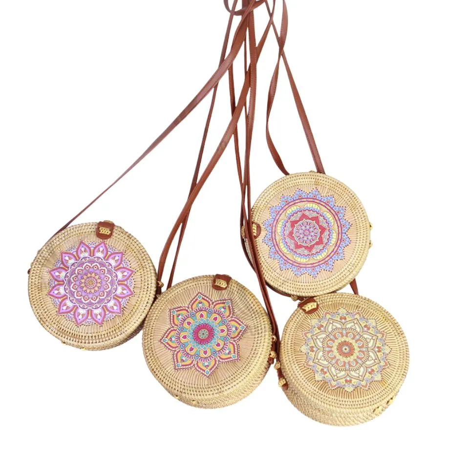 Pattern Rattan Round Bag Short Lead Time