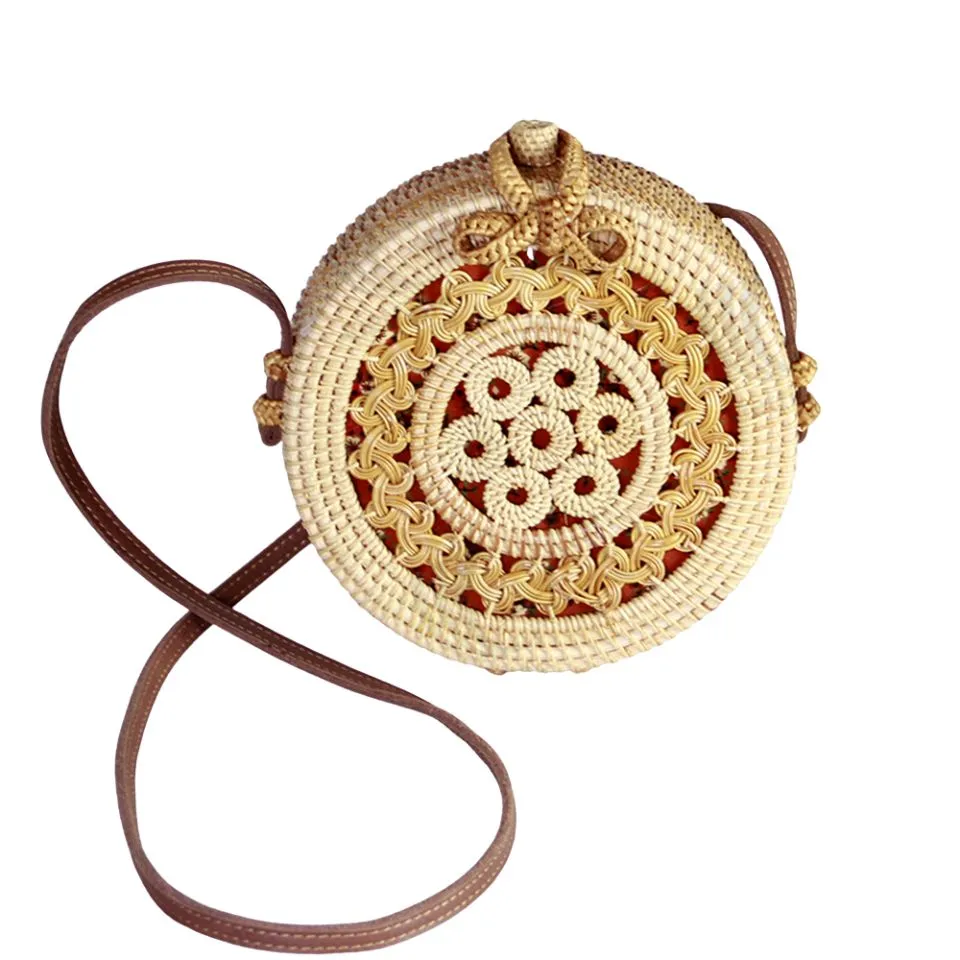 Pattern Rattan Round Bag Vietnam