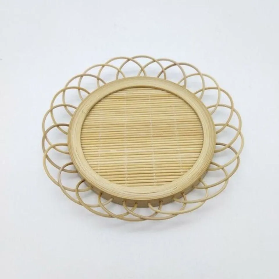 Patterned Rattan Woven Coasters Private Label