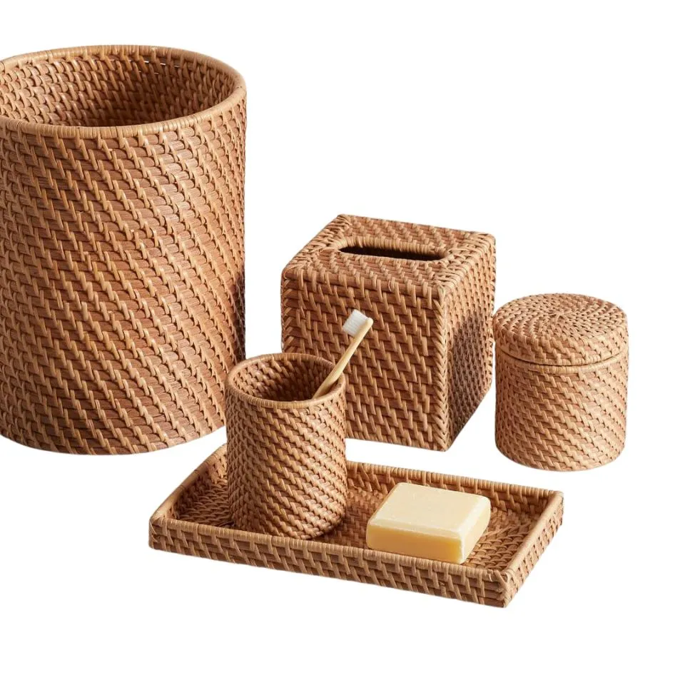 Rattan Bathroom Set Private Label