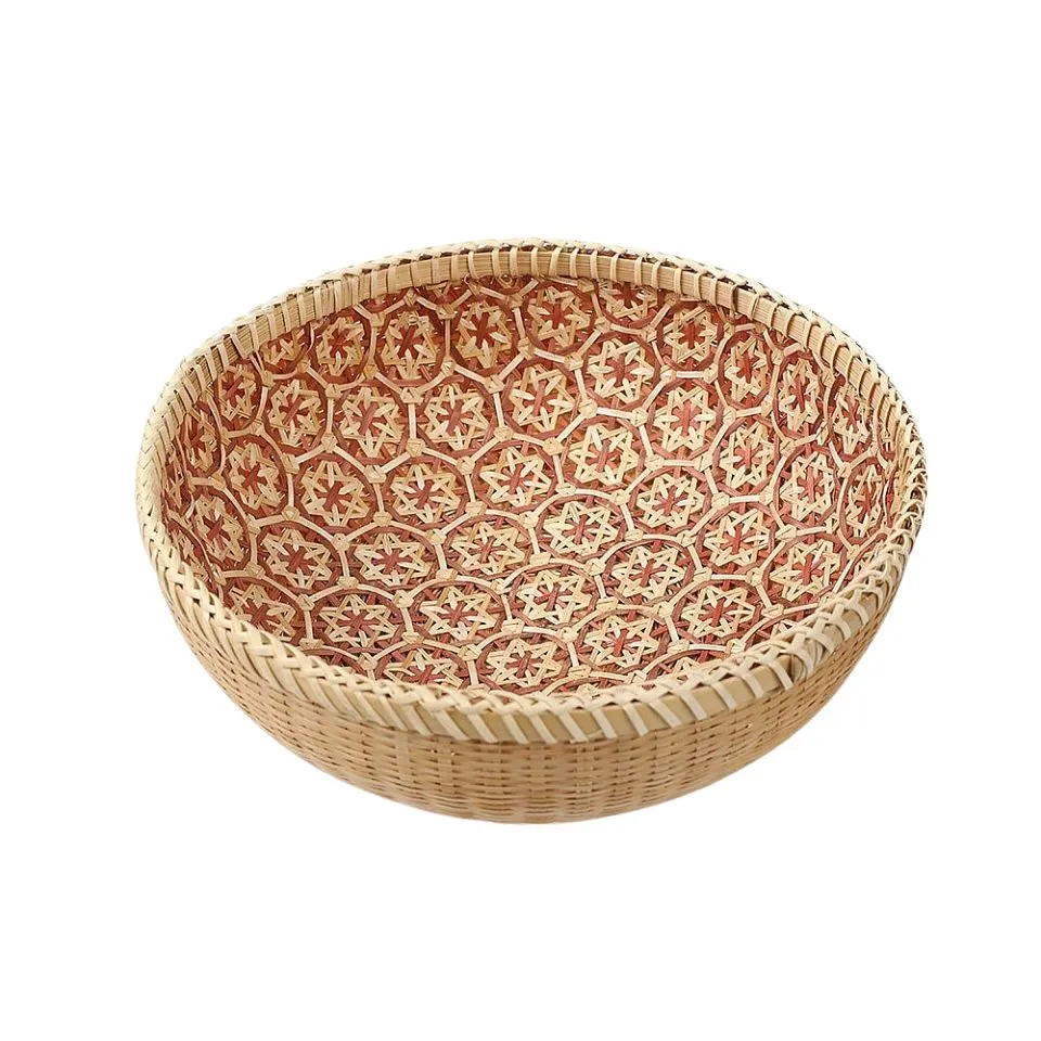 Premium handwoven Woven Bamboo Rattan Bowl with Intricate Geometric Star Pattern – 100% natural rattan bamboo by EHM Vietnam