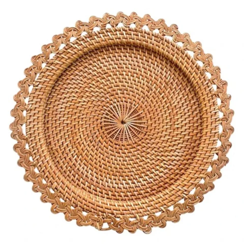 Rattan Charger Plate With Unique Weave Pattern Private Label