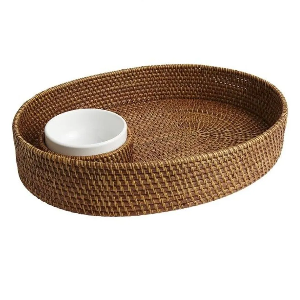Rattan Dip And Chip Tray Handicraft