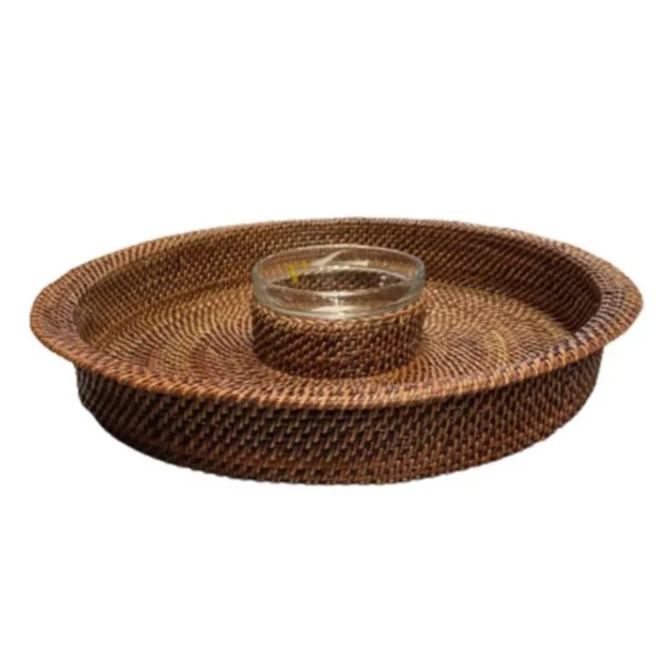 Rattan Dip And Chip Tray Eco Friendly