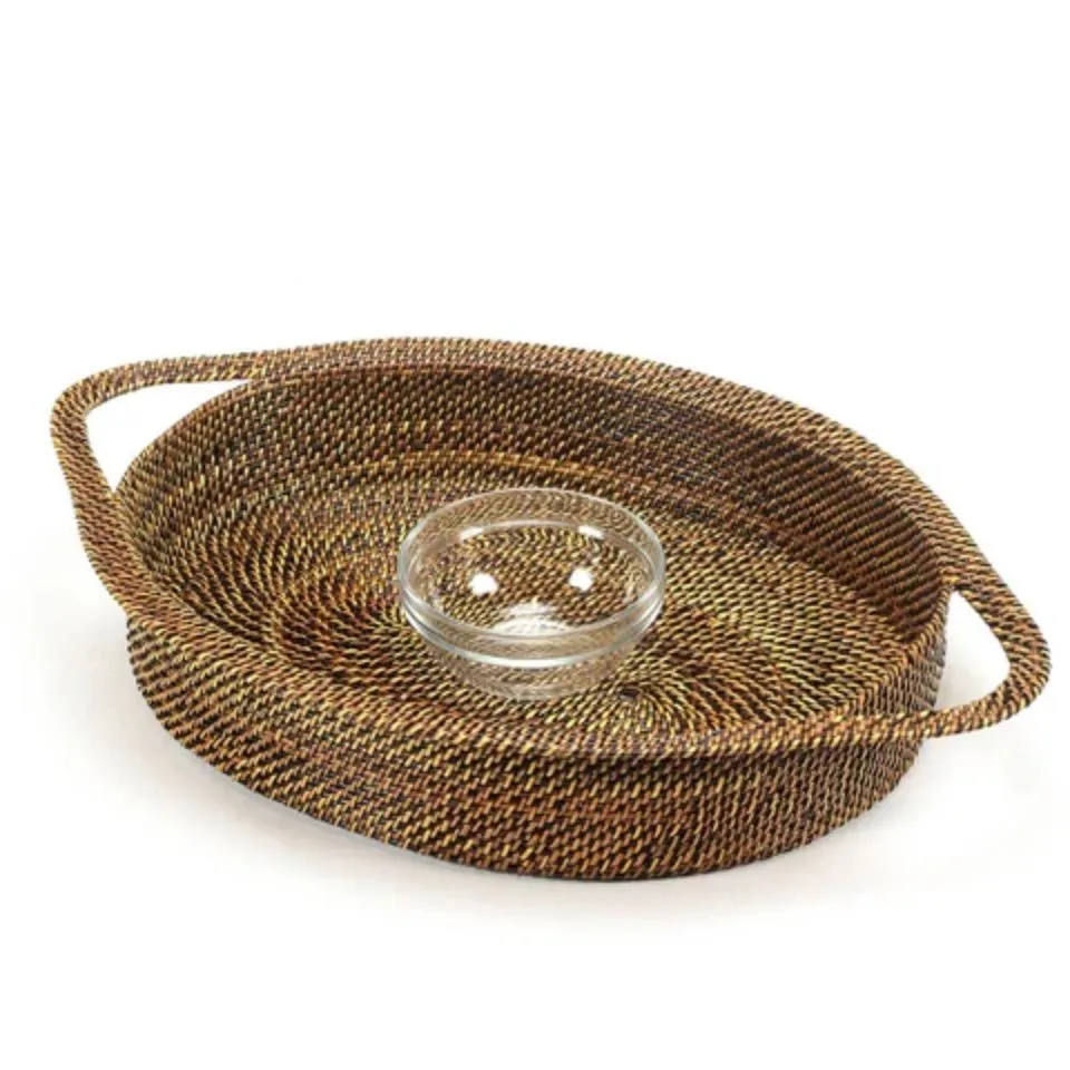 Rattan Dip And Chip Tray Private Label