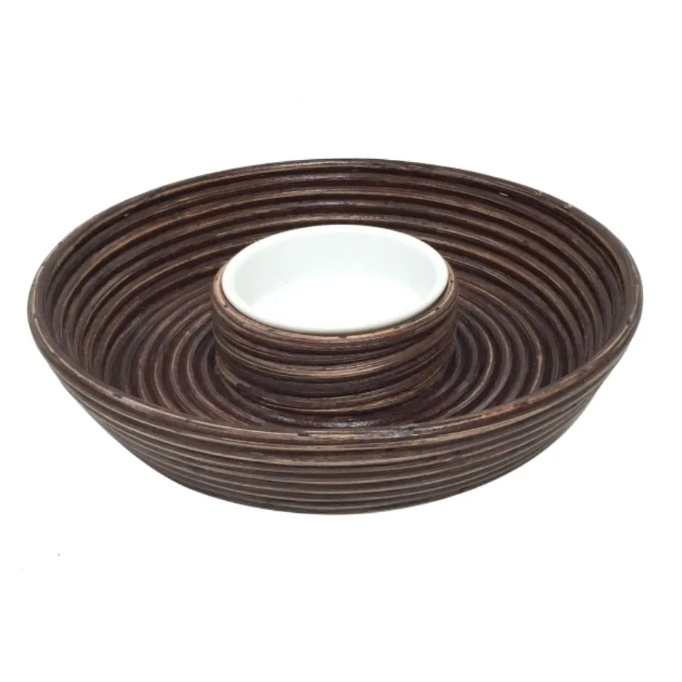 Rattan Dip And Chip Tray Low Moq