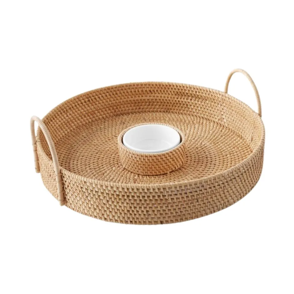 Rattan Dip And Chip Tray Hight Quality