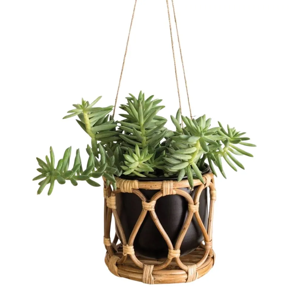 Rattan Hanging Planter Private Label