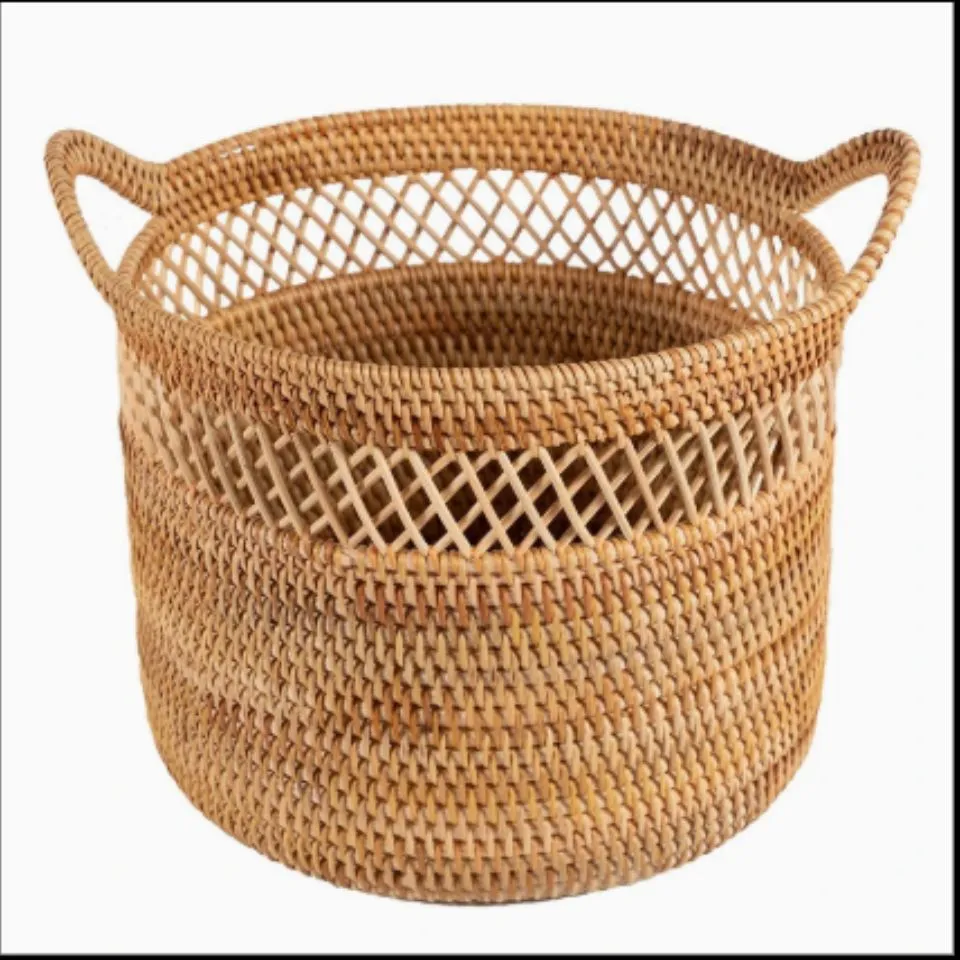 Rattan Laundry Basket With Handle Low Moq