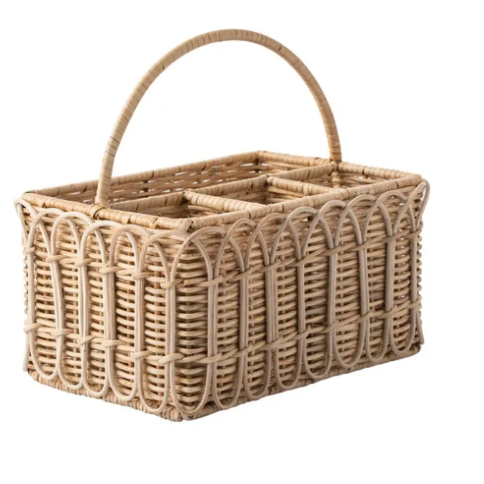 Rattan Rectangular Flatware Caddy Custom
