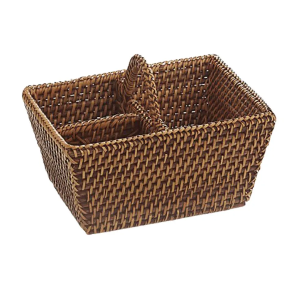Rattan Rectangular Flatware Caddy Fob