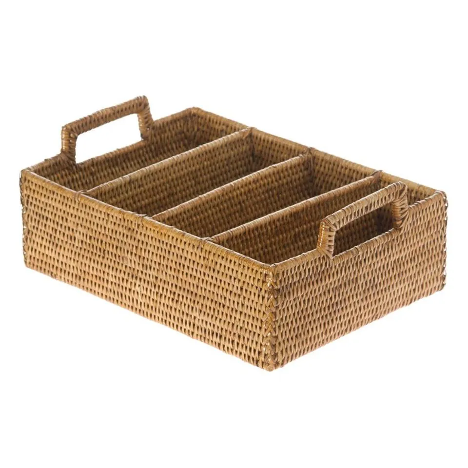 Rattan Rectangular Flatware Caddy Short Lead Time