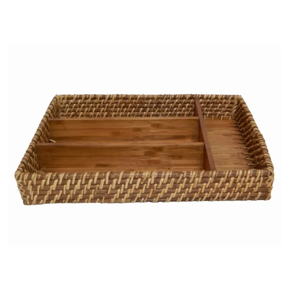 Rattan Rectangular Flatware Caddy Manufacturer