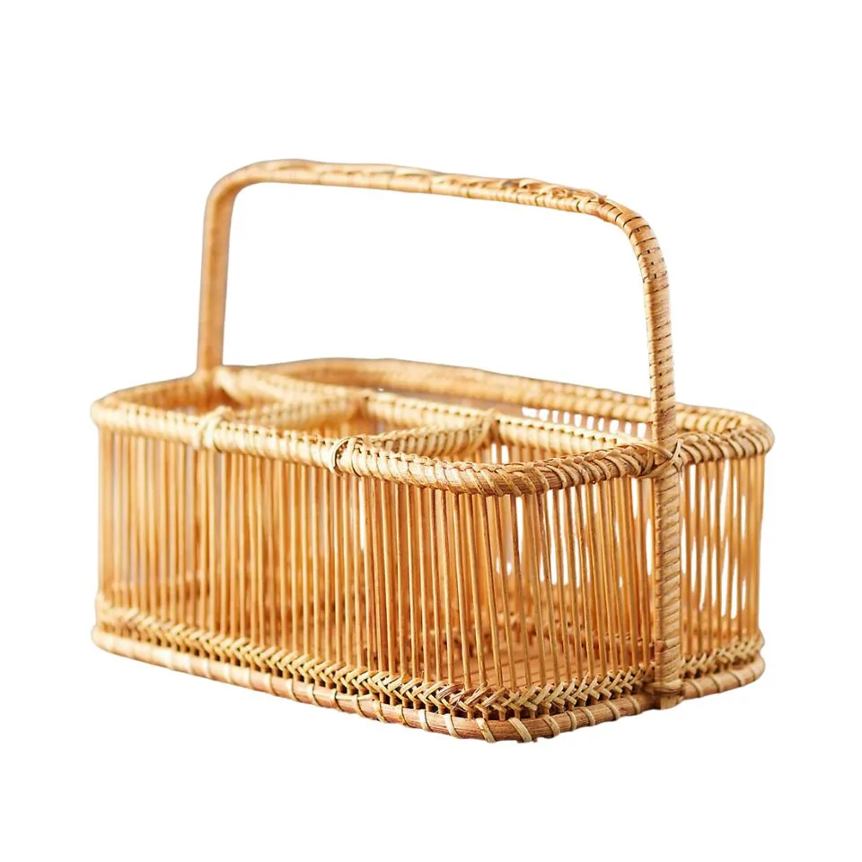 Rattan Rectangular Flatware Caddy Hight Quality
