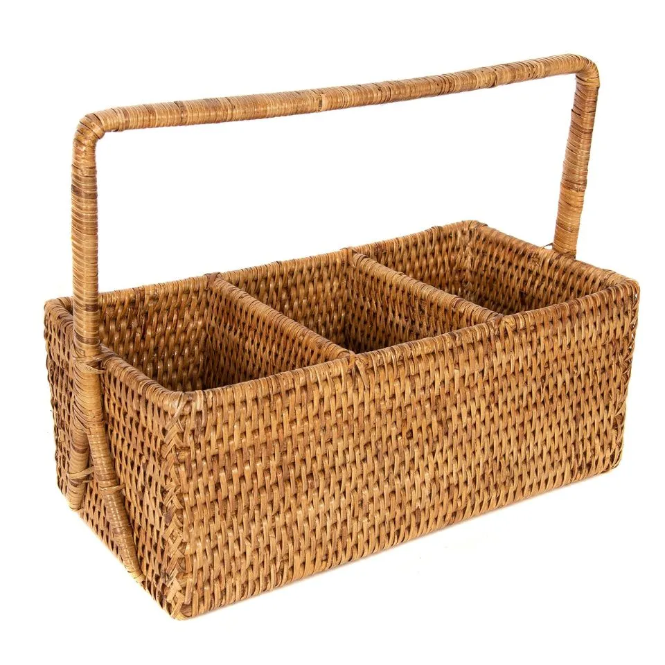 Rattan Rectangular Flatware Caddy Handicraft
